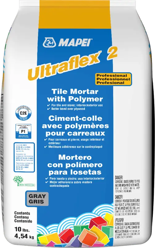 Mapei - Ultraflex 2 Professional Tile Mortar with Polymer, Gray - 10 lb
