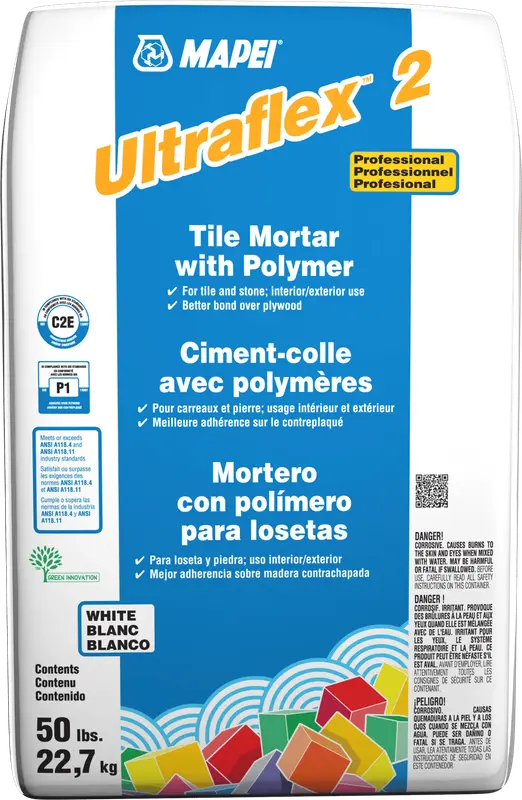 Mapei - Ultraflex 2 Professional Tile Mortar with Polymer, White - 50 lb