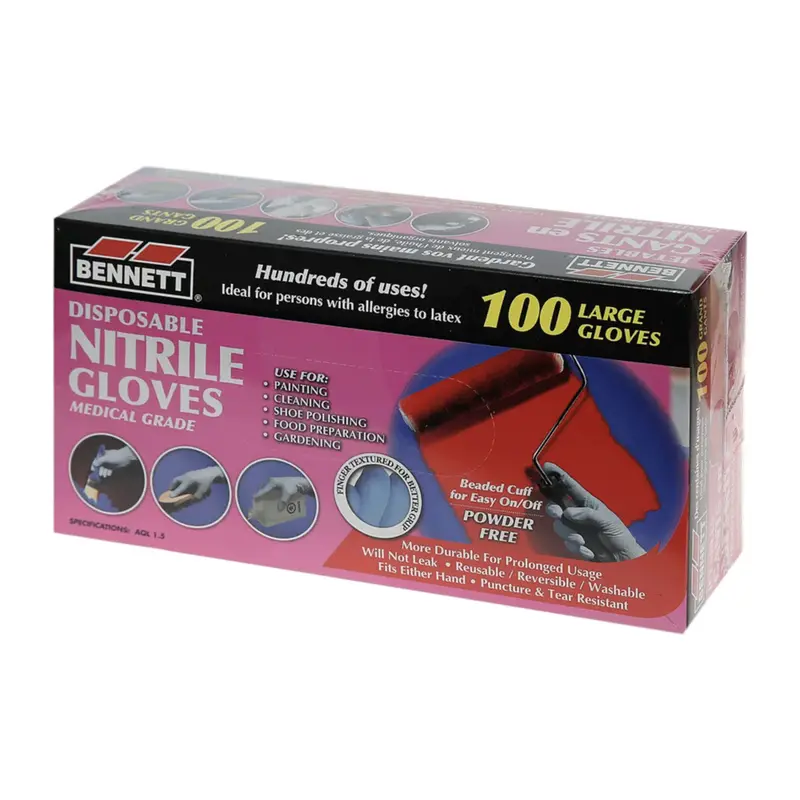 Bennett Disposable Nitrile Gloves Large (Pack of 100)