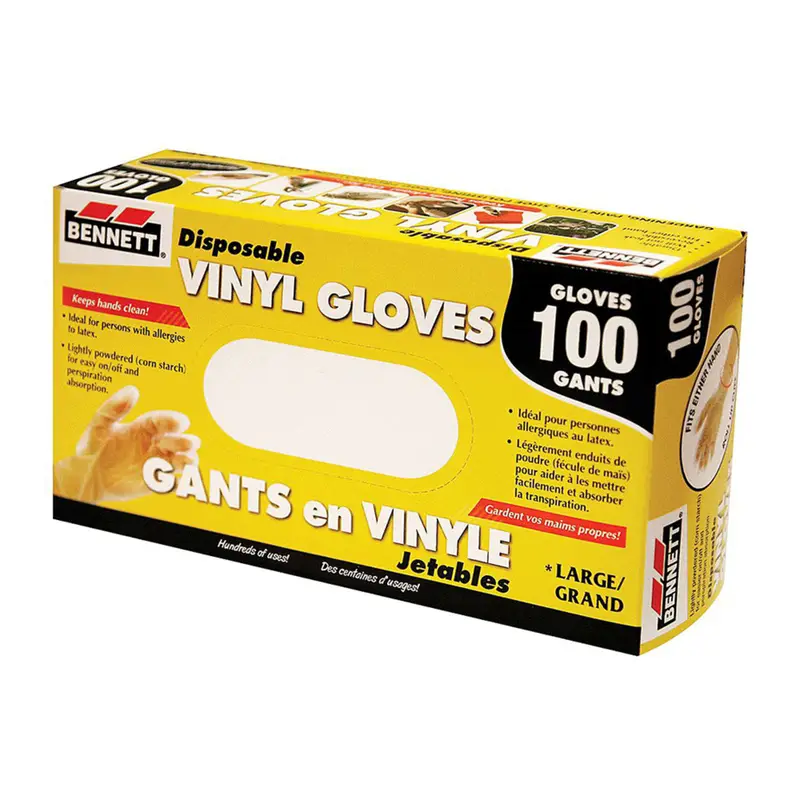 Bennett Disposable Vinyl Gloves Large (Pack of 100)