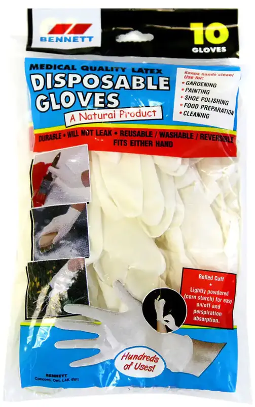 Bennett Disposable Latex Gloves Large (Pack of 10)