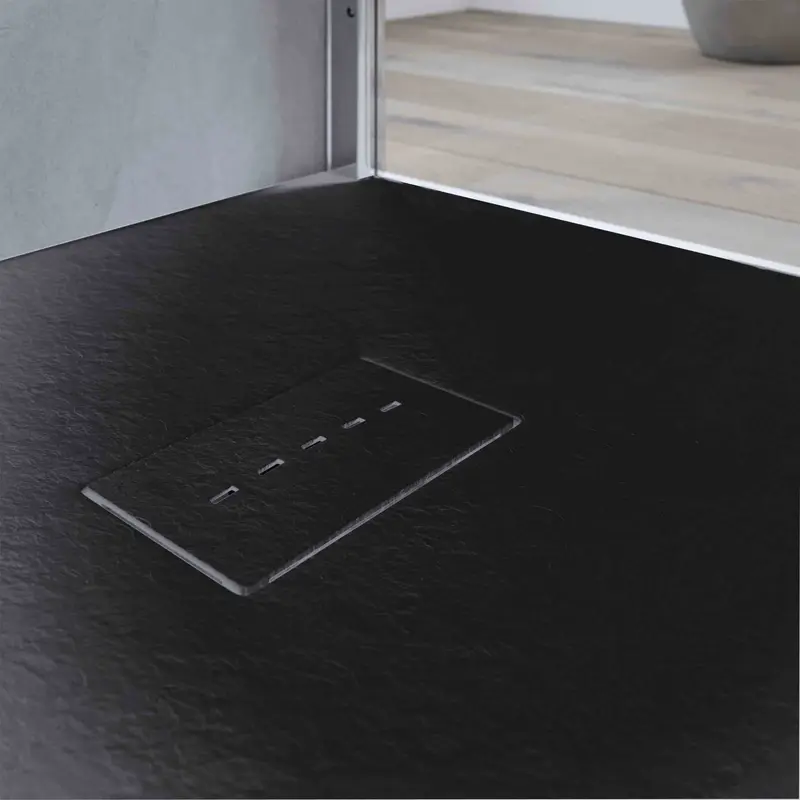 ARC Shower Base FastDEK with Side Outlet Position Black 1" x 35-1/2" x 63"