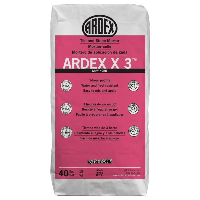 Ardex - X 3 Tile & Stone Mortar, Gray - 40 lb