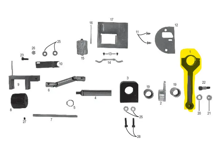 National Flooring Equipment - Replacement Connecting Rod, Cap & Screws for National 126 Single Pull Binding Brute Carpert Binder