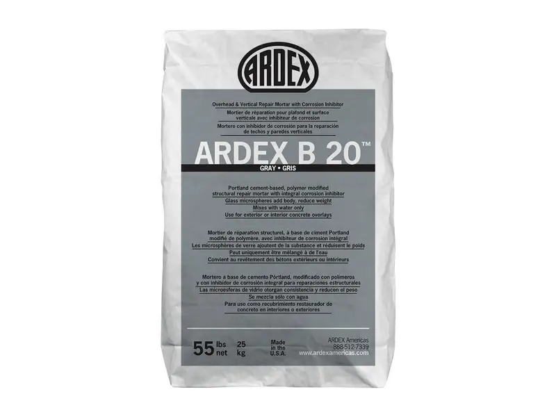 Ardex - B 20 Overhead & Vertical Repair Mortar with Corrosion Inhibitor, Gray - 55 lb