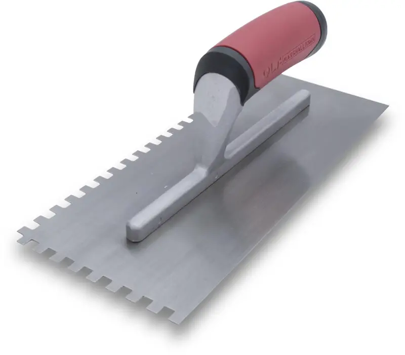Marshalltown - Square-Notch Trowel 4-1/2" x 11" Tempered Steel 3/16" x 3/16" x 3/16" with Curved Soft Grip Handle