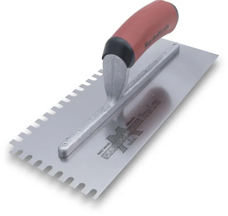 Marshalltown - Right-Handed U-Notch Trowel 4-1/2" x 11" Tempered Steel 1/4" x 1/2" x 1/4" with DuraSoft Handle