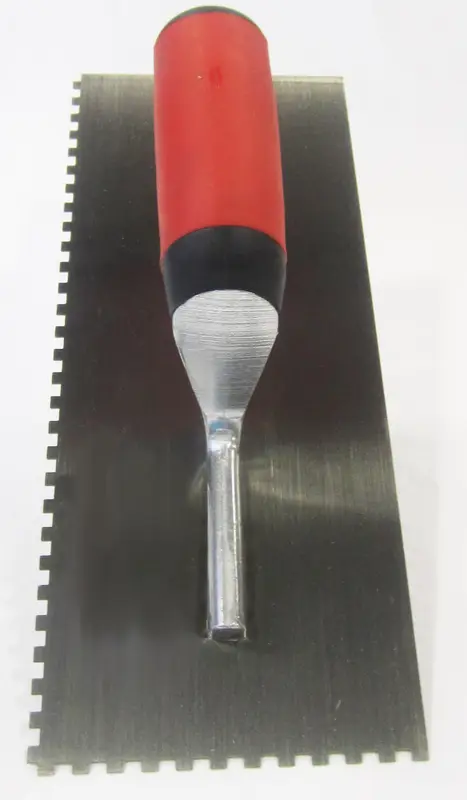 Marshalltown - Square-Notch Trowel 4-1/2" x 11" Tempered Steel 1/4" x 1/8" x 1/4" with Curved Soft Grip Handle