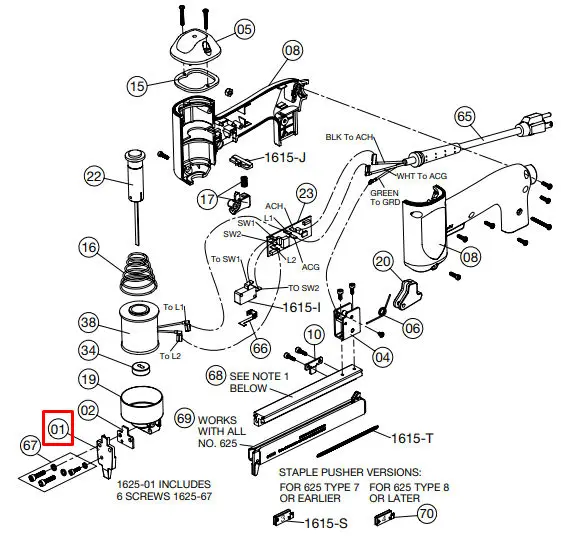 Crain - Front Guide and Screws for no. 625