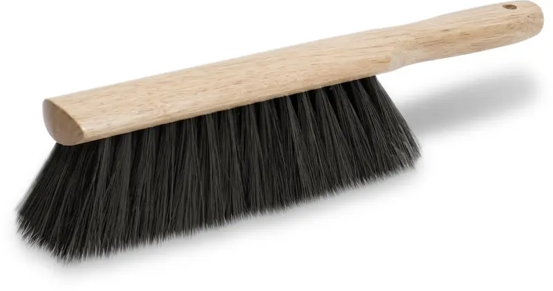 Marshalltown - Beaver Tail Brush 13-1/2" with Black Horsehair Bristle and Clear Lacquered Hardwood Handle for Masonry Jobs