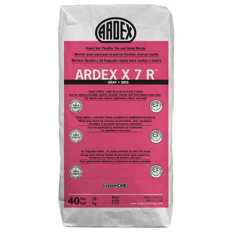 Ardex - X 7 R Rapid-Set Flexible Tile & Stone Mortar, Gray - 40 lb