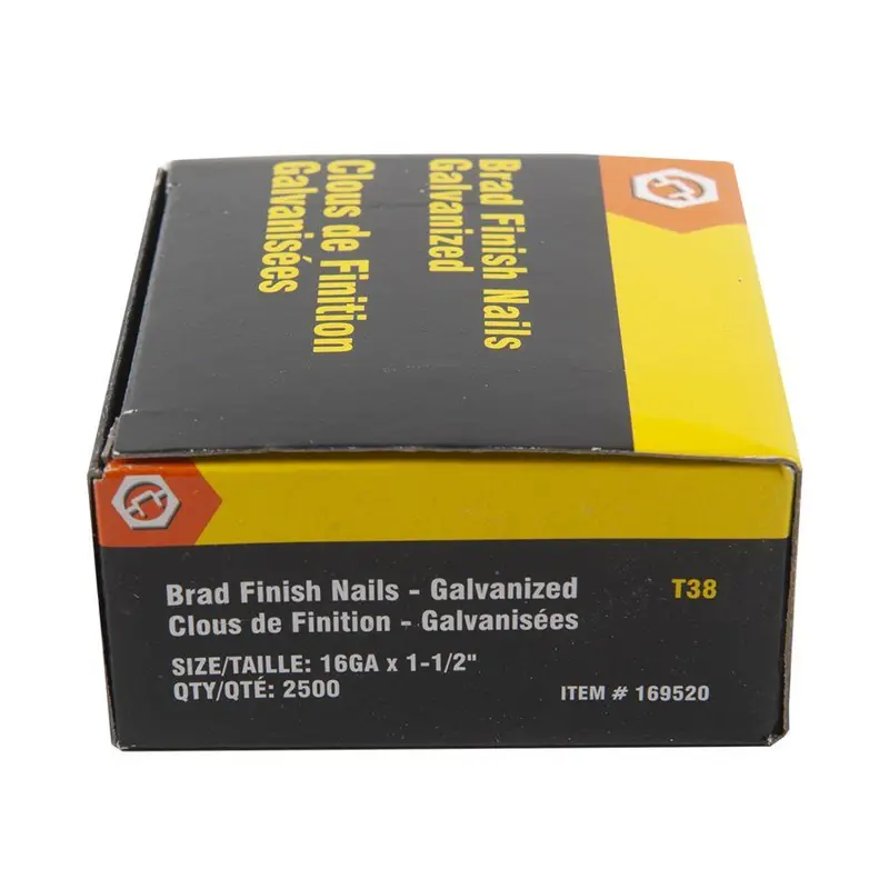 Toolway - Galvanized Brad Nails 16-Gauge, 1 1/2" (Pack of 2500)