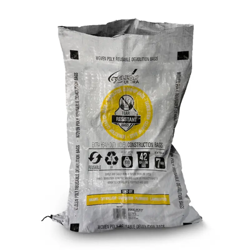 Toolway Construction Trash Bag Tooltech Heavy-Duty Woven White 29-1/4" x 48-1/2" (Sold by the Unit)