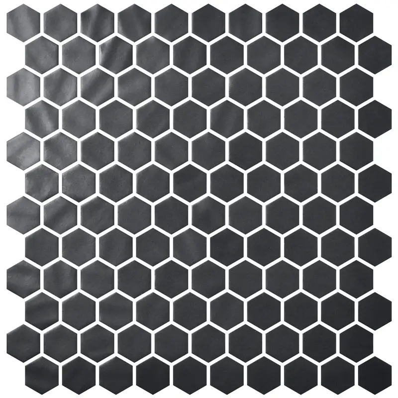 Centura Mosaic Tiles Hex NatureGlass Matte Black 12" x 12"