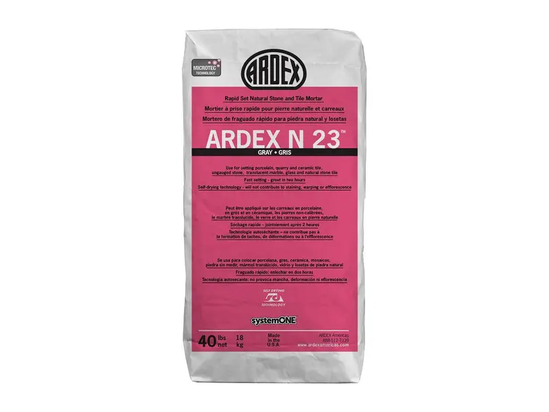 Ardex - N 23 MICROTEC Rapid-Set Natural Stone & Tile Mortar, Gray - 40 lb