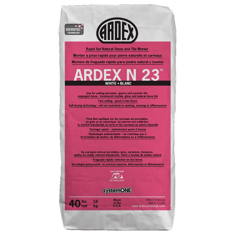 Ardex - N 23 MICROTEC Rapid-Set Natural Stone & Tile Mortar, White - 40 lb