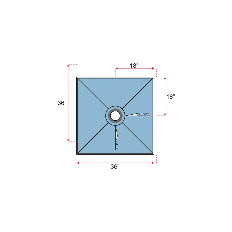 Übertile - Shower Pan POINT Series with Center Outlet Position 36" x 36"