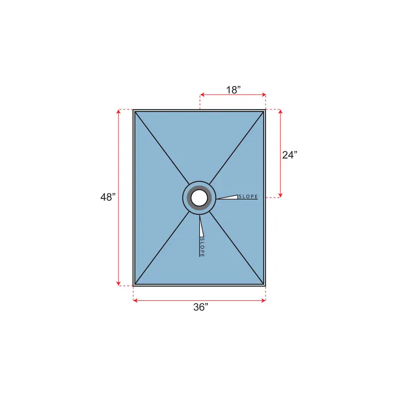 Übertile - Shower Pan POINT Series with Center Outlet Position 36" x 48"