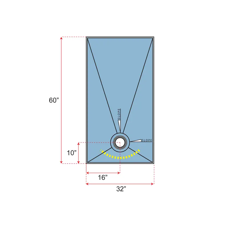 Übertile - Shower Pan POINT Series with Offset Outlet Position 32" x 60"