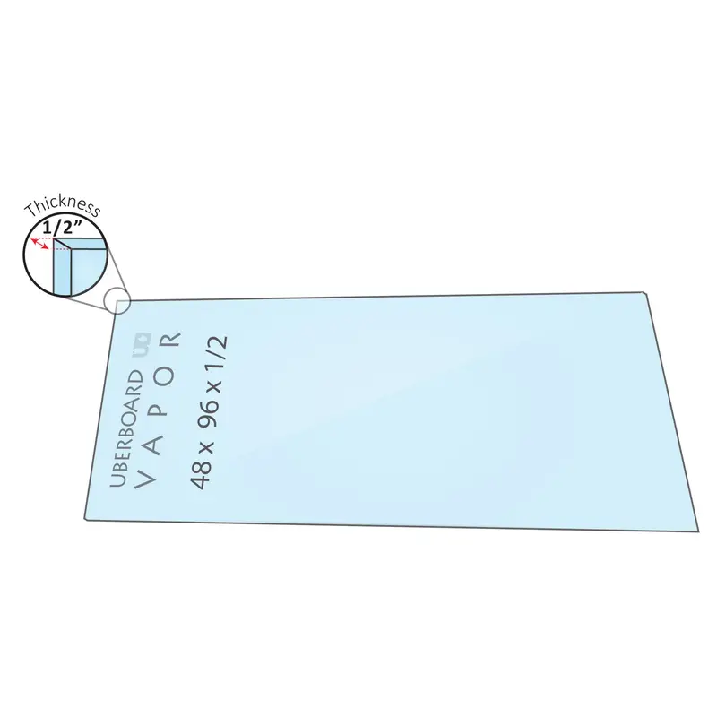 Übertile - Steamproof Shower Building Panel Uberboard Vapor 48" x 96" - 1/2"