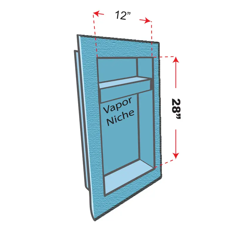 Übertile - Steam Shower Niche Uberboard Vapor Extruded Polystyrene 12" x 28"