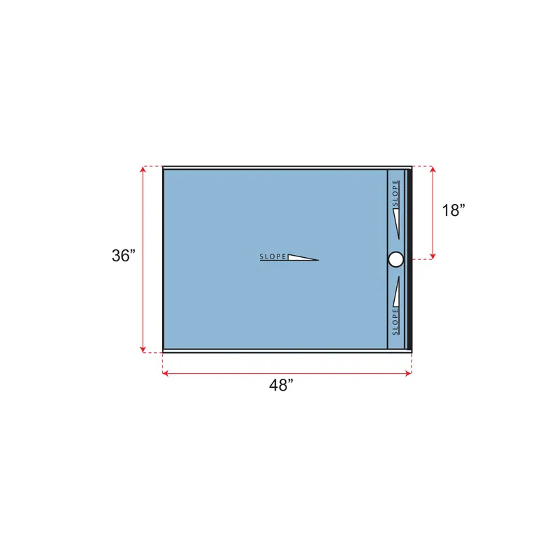 Übertile - Shower Pan LINEAR Series with Offset Outlet Position 36" x 48"