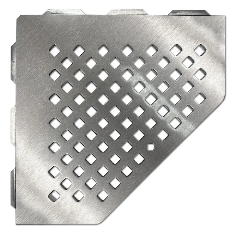 Übertile - Shower Corner Shelf Pentagon Brushed Stainless Steel 7-7/8" x 7-7/8"