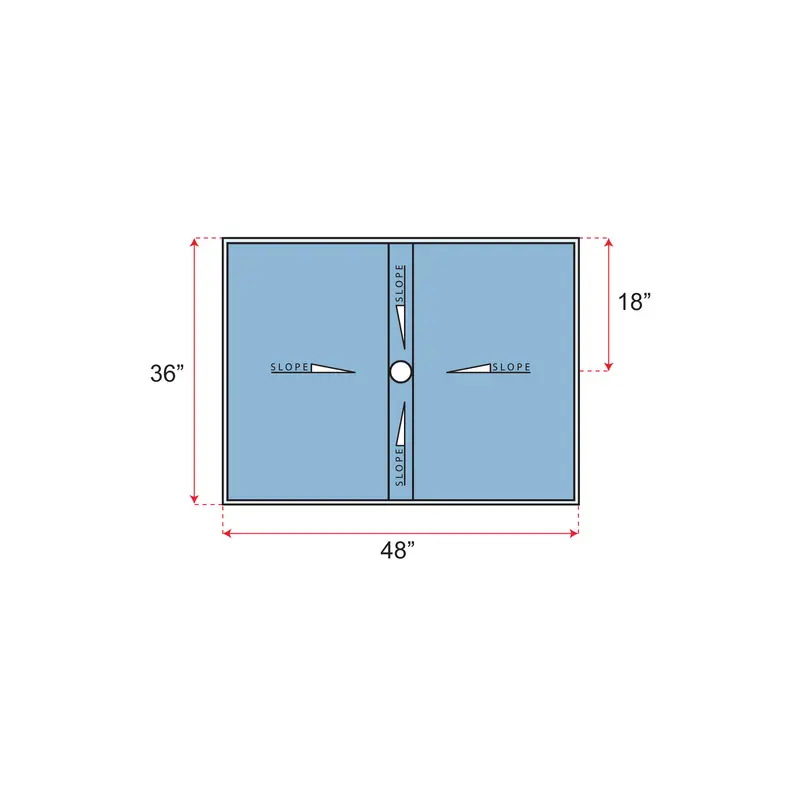 Übertile - Shower Pan LINEAR Series with Center Outlet Position 36" x 48"