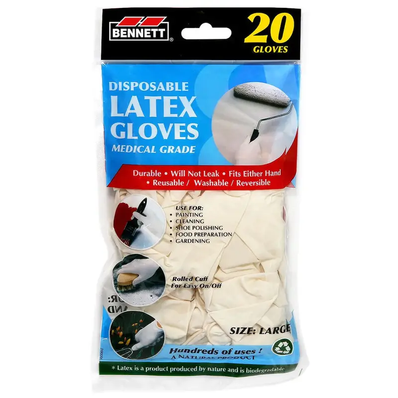 Bennett Disposable Latex Gloves Large (Pack of 20)