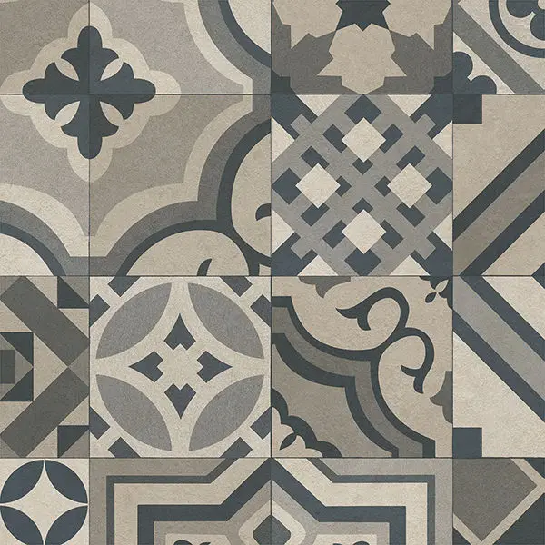 Tarkett Vinyl Sheet TruTEX Encaustic Tile Artiza 12' - 2 mm (Sold in Sqyd)