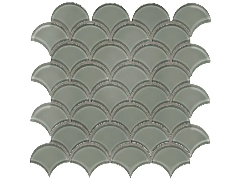 Anatolia - Glass Mosaic Element Smoke Scallop 12" x 12"