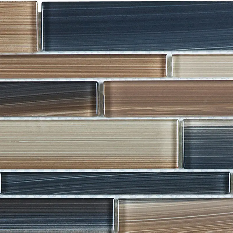 Anatolia - Glass Random Strip Mosaic Fusion Erosion 12" x 12"