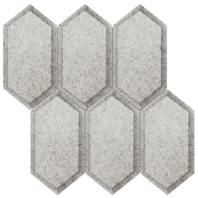 Anatolia - Mirror Mosaic Obsidian Antique Silver Beveled Crystal Hexagon 12" x 12"