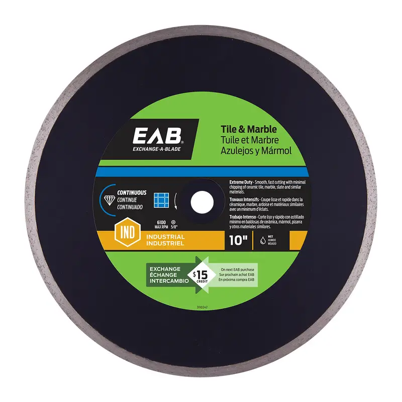EAB - Industrial Diamond Blade Continuous Rim Ceramic Tile Black 10"