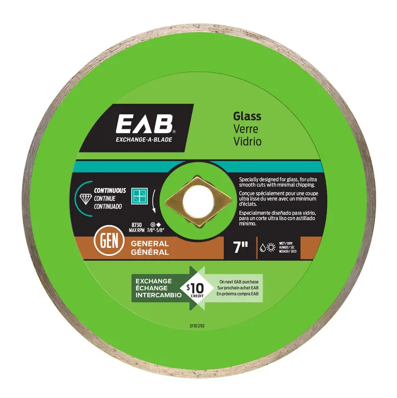 EAB - Diamond Blade Continuous Rim Glass Green 7"