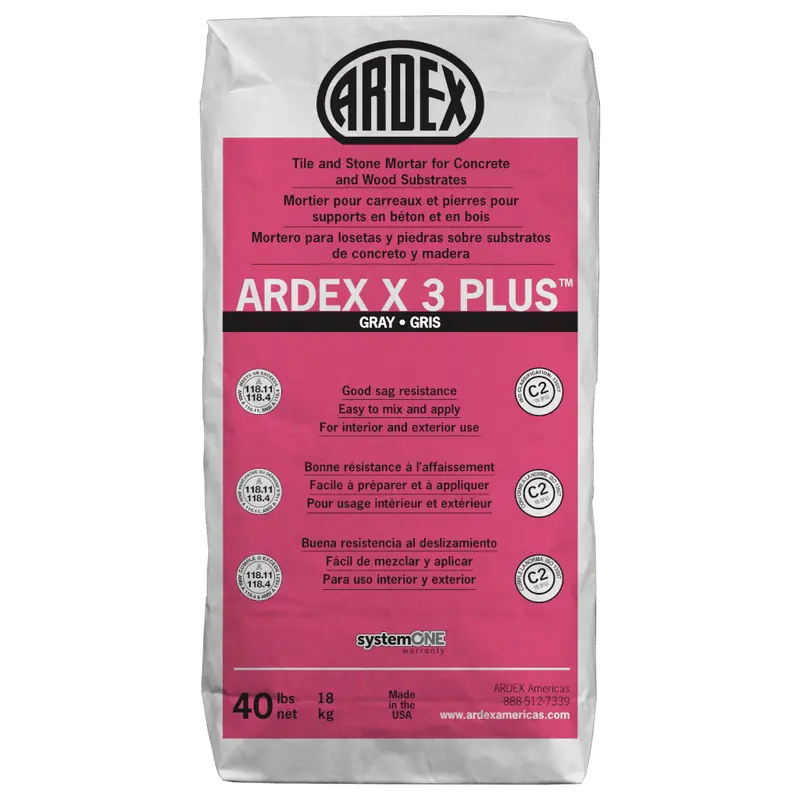 Ardex - X 3 PLUS Large Format Tile & Stone Mortar, Gray - 40 lb