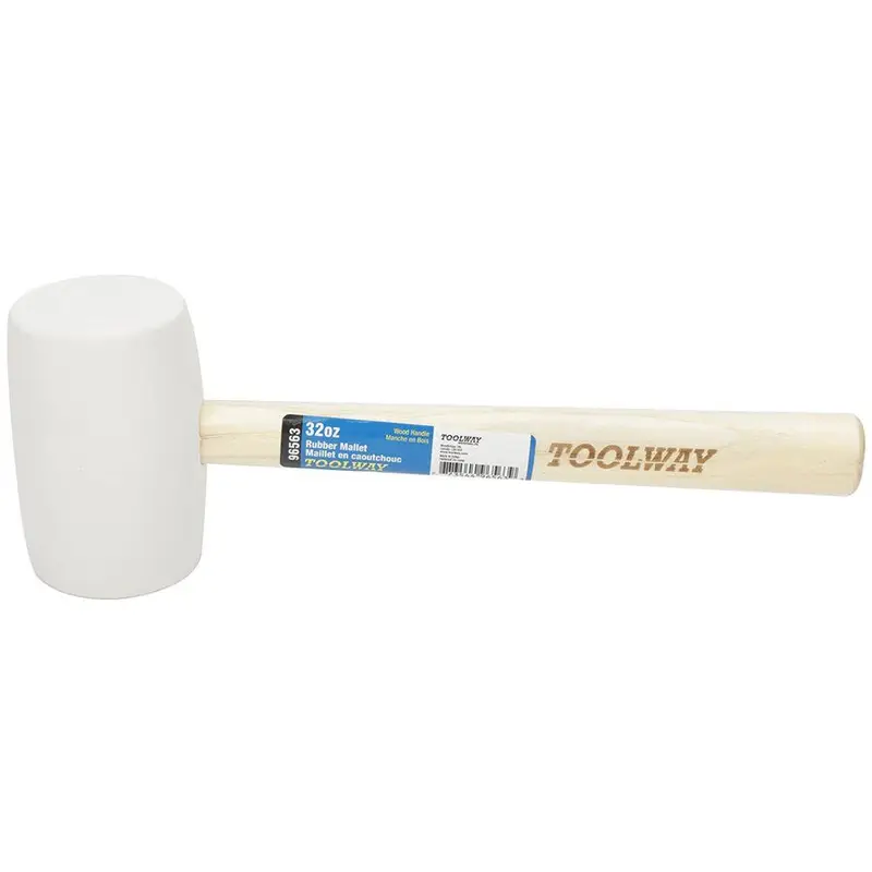 Toolway Rubber Mallet White Tooltech Workbench with Wooden Handle 32 oz