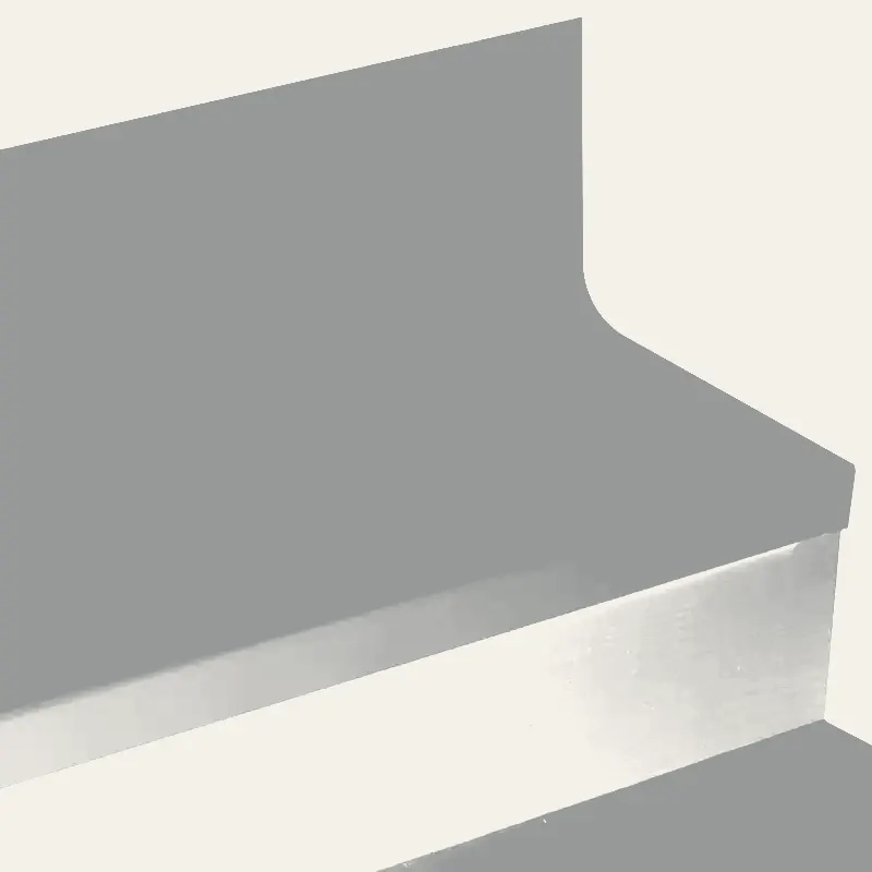 Angle Fit Rubber Stair Tread with Integrated Riser - HNTR 38 SQ Hammered #38 Pewter No Insert 108"