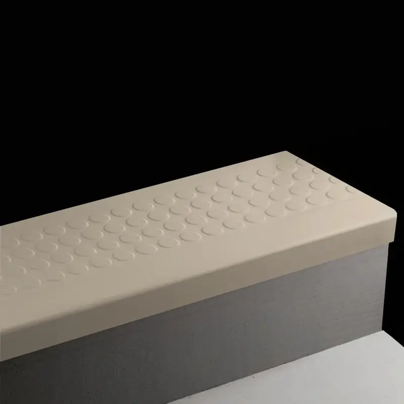 Angle Fit Rubber Stair Tread - RNRD 121 SQ Raised Round #121 Cement No Insert 72"