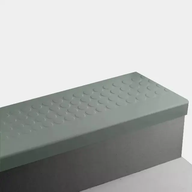 Angle Fit Rubber Stair Tread - RNRD VN4 SQ Raised Round #VN4 Green Vista No Insert 84"