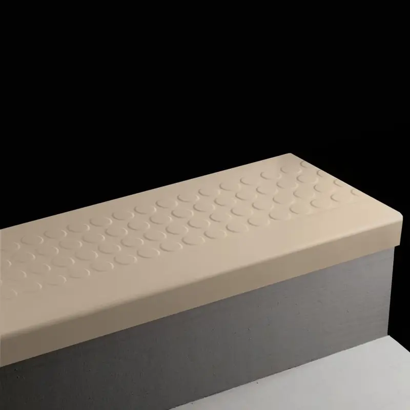 Angle Fit Rubber Stair Tread - RNRD 49 SQ Raised Round #49 Beige No Insert 96"