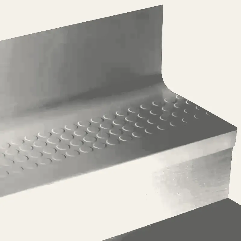 Angle Fit Rubber Stair Tread with Integrated Riser - RNRDTR 20 SQ Raised Round #20 Charcoal No Insert 96"