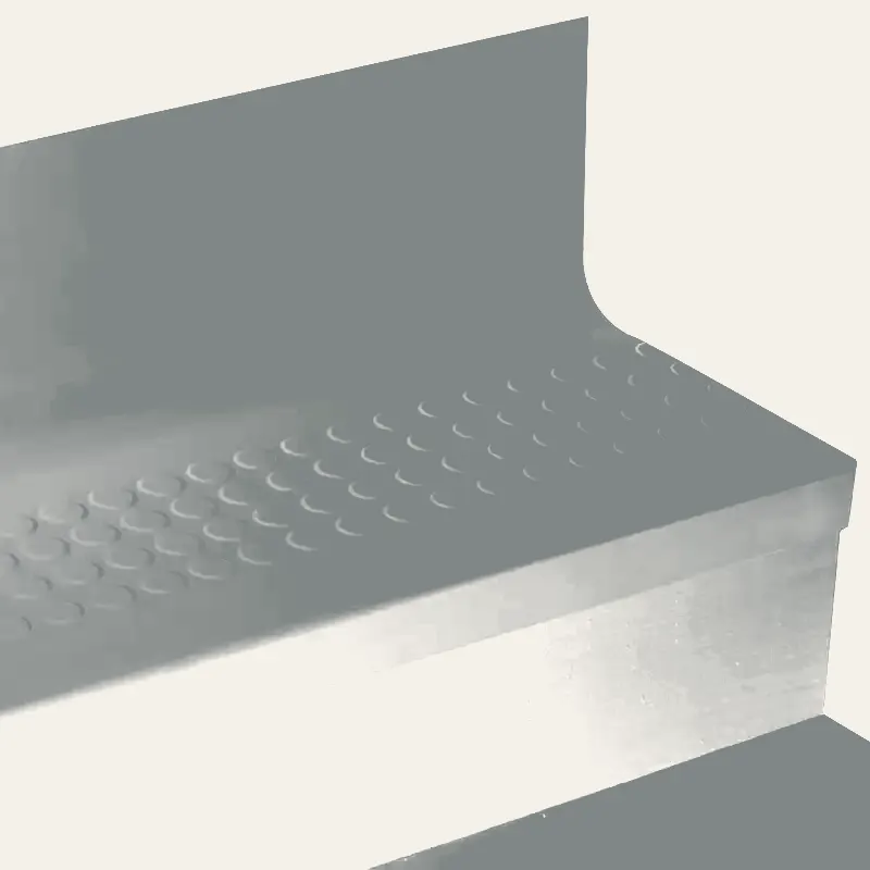 Angle Fit Rubber Stair Tread with Integrated Riser - RNRDTR 28 SQ Raised Round #28 Medium Grey No Insert 96"