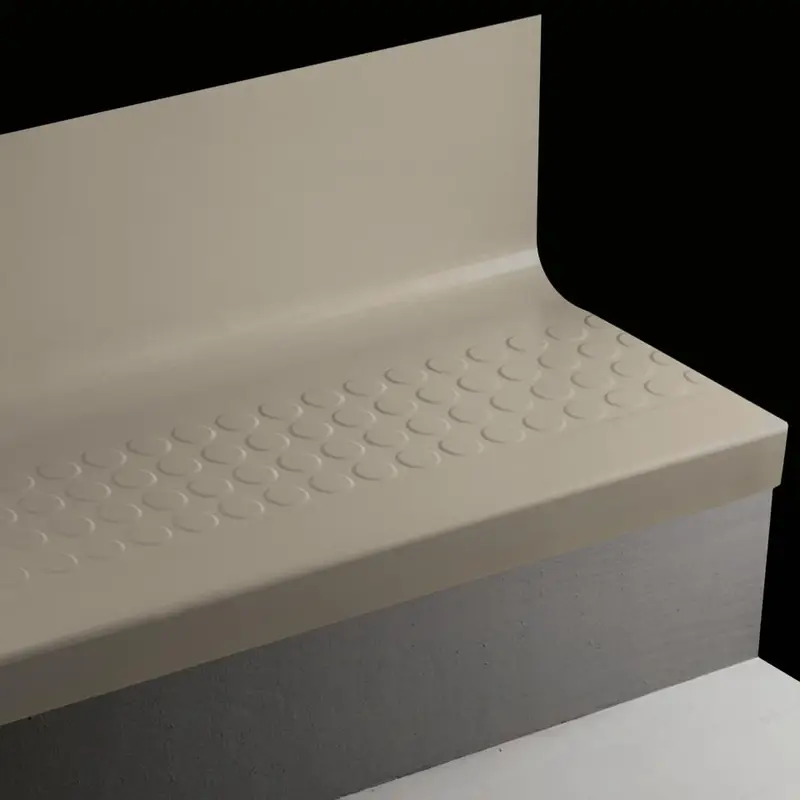 Angle Fit Rubber Stair Tread with Integrated Riser - RNRDTR 29 SQ Raised Round #29 Moon Rock No Insert 96"