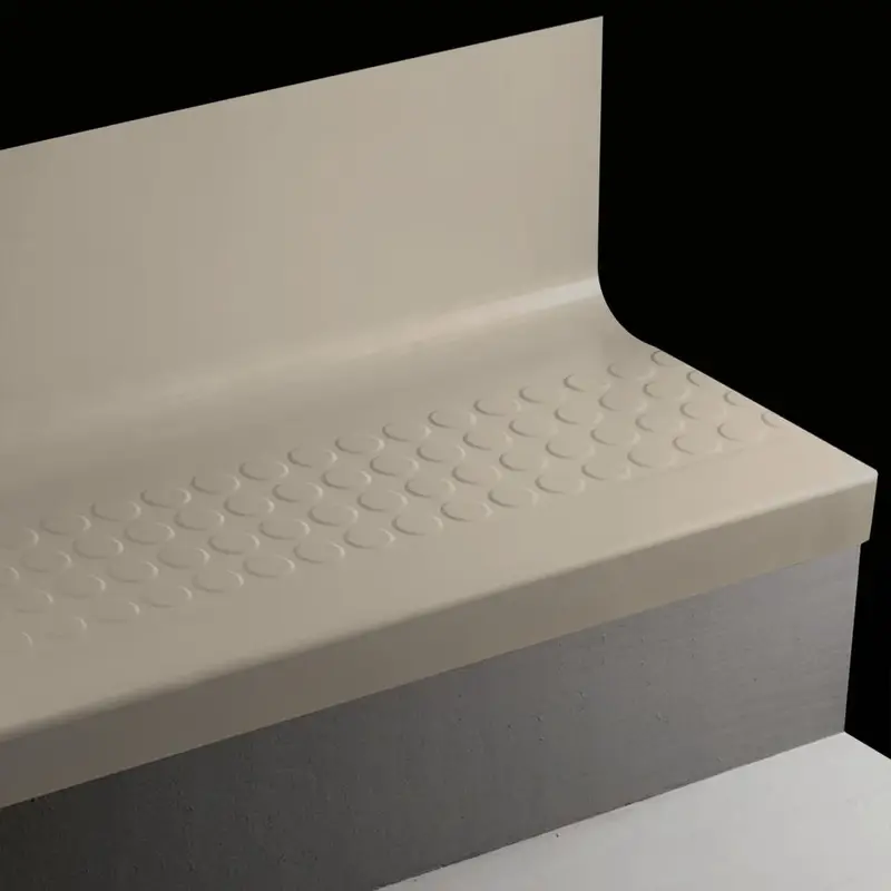 Angle Fit Rubber Stair Tread with Integrated Riser - RNRDTR 32 SQ Raised Round #32 Pebble No Insert 96"