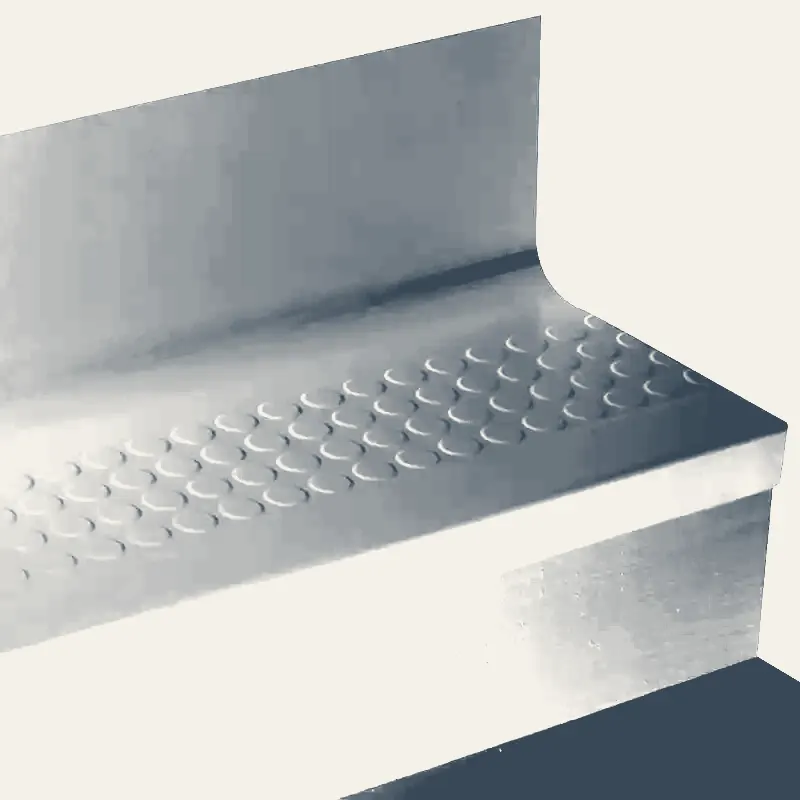Angle Fit Rubber Stair Tread with Integrated Riser - RNRDTR 18 SQ Raised Round #18 Navy Blue No Insert 108"