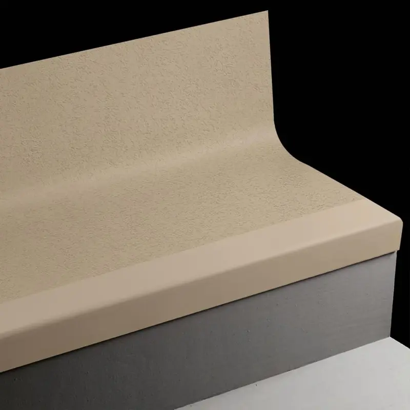 Angle Fit Rubber Stair Tread with Integrated Riser - FRPANTR TA1 SQ Rice Paper #TA1 Tannery No Insert 48"