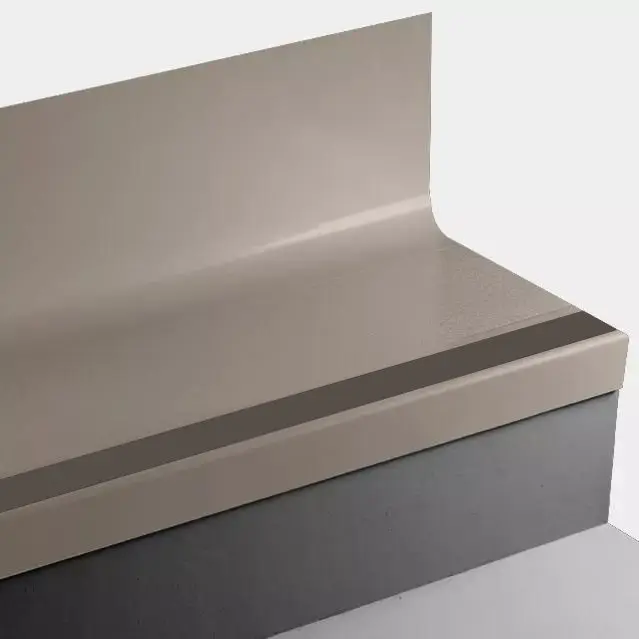 Angle Fit Rubber Stair Tread with Integrated Riser - VICFLNTRS 49 SQ Fast Lane #49 Beige with 47 Brown Rubber Insert 72"