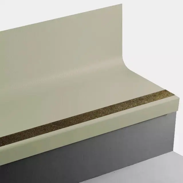 Tarkett - Angle Fit Rubber Stair Tread with Integrated Riser - VIHNTRSP VE8 SQ Hammered Speckled #VE8 Sandstorm with Brown Grit Tape Insert 42"