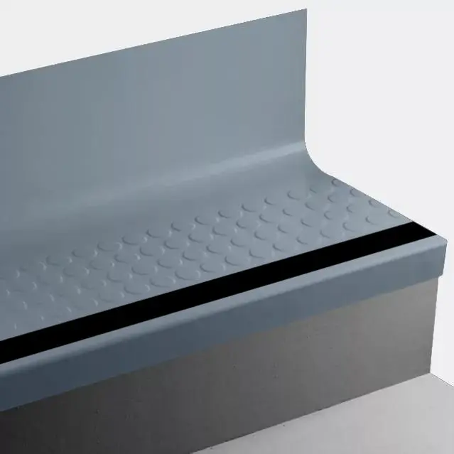 Tarkett - Angle Fit Rubber Stair Tread with Integrated Riser - VIRNRDTRS 84 SQ Raised Round #84 Blue Jeans with 40 Black Rubber Insert 42"